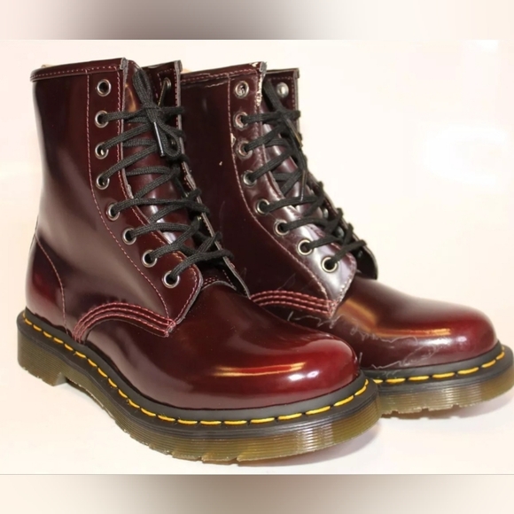 NWT Dr. Martens 1460 Lace Up Vegan 7 Cherry Red Combat Boots - Picture 4 of 12
